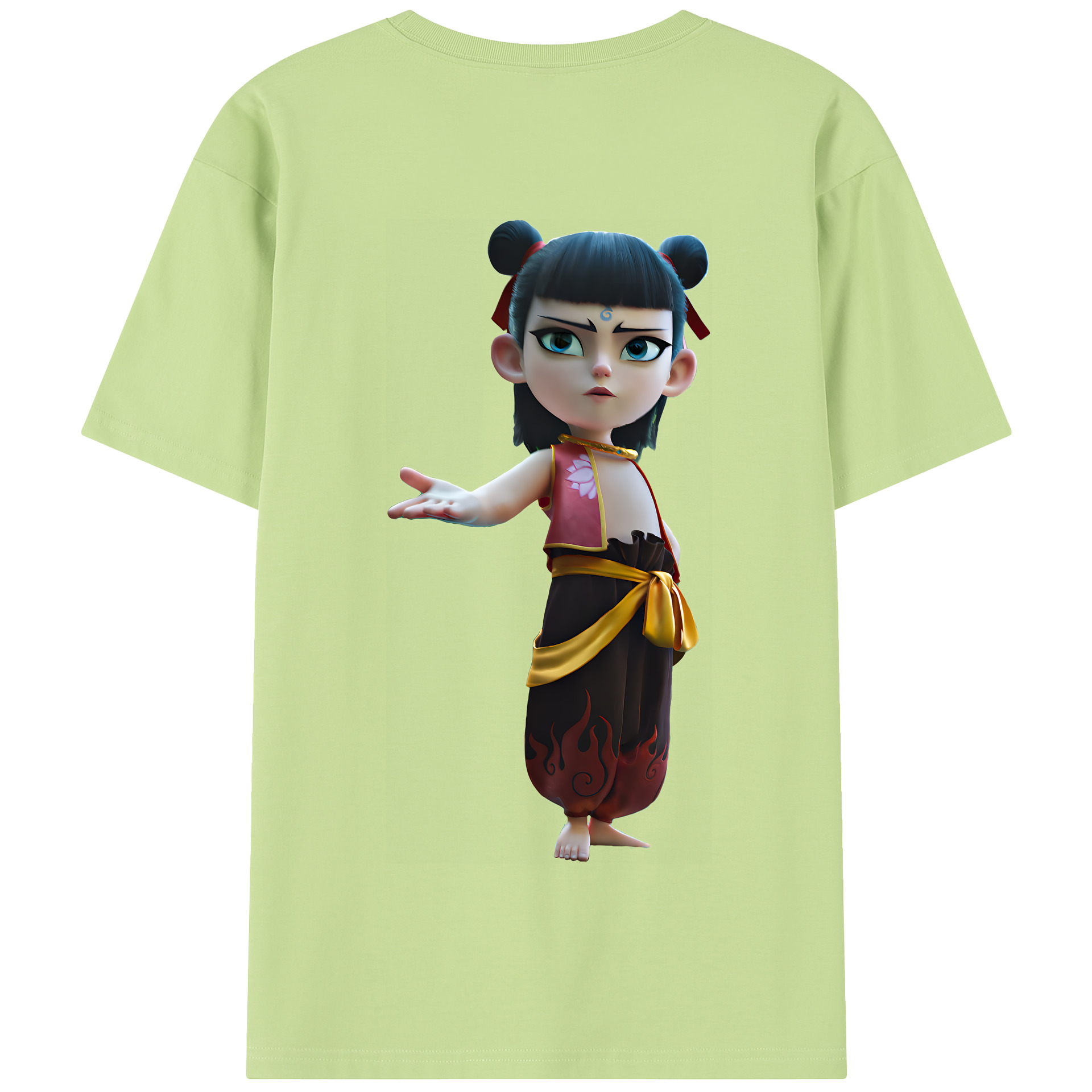 （画像用） Ne Zha 2 ナタ 魔童の大暴れ 綿100％半袖Tシャツ（背面プリント）